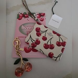 Coach Cherry Print Wristlet & Bag Charm Set
